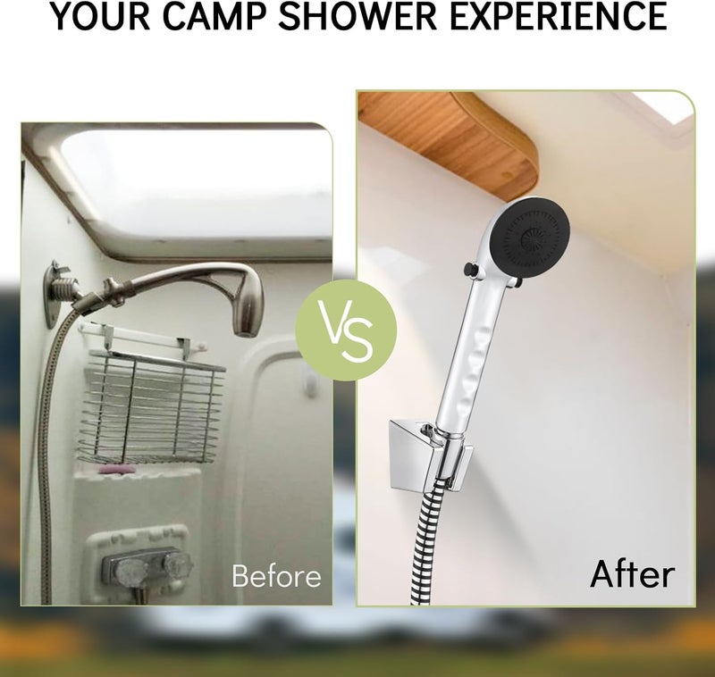 gcbcrit RV Shower Head with Hose, Outdoor Shower, Non-Metallic Outdoor RV Shower Kits Replacement, Camper Shower Head Kits with Hose Guide and Shower Wand Bracket Holder (Chrome) - Image 5